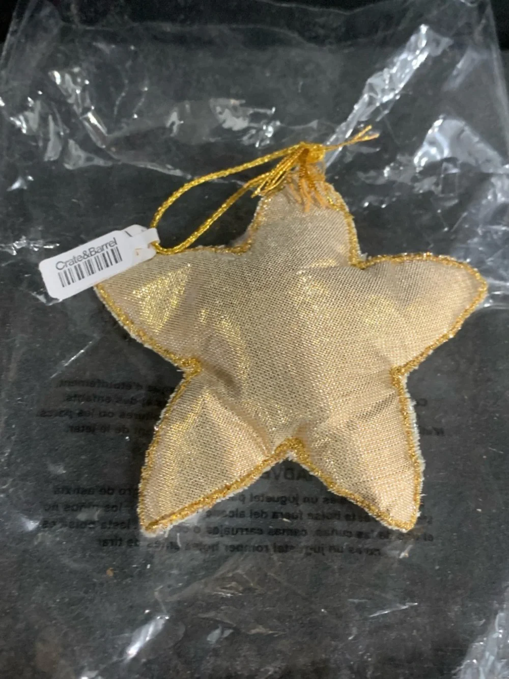 Crate And Barrel Star Shaped Felt Holiday Ornament White New With Tags